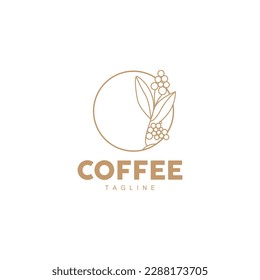 Coffee Logo, Coffee Tree Design, Cafe Drink Vector, Icon Brand Illustration Symbol