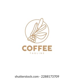 Logo del café, diseño del árbol del café, vector de bebidas del café, símbolo de la ilustración de la marca del icono