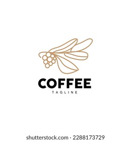 Coffee Logo, Coffee Tree Design, Cafe Drink Vector, Icon Brand Illustration Symbol