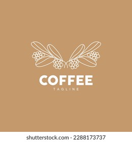 Coffee Logo, Coffee Tree Design, Cafe Drink Vector, Icon Brand Illustration Symbol