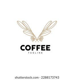 Coffee Logo, Coffee Tree Design, Cafe Drink Vector, Icon Brand Illustration Symbol