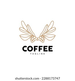 Coffee Logo, Coffee Tree Design, Cafe Drink Vector, Icon Brand Illustration Symbol