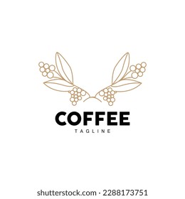 Coffee Logo, Coffee Tree Design, Cafe Drink Vector, Icon Brand Illustration Symbol