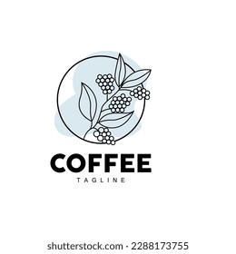 Coffee Logo, Coffee Tree Design, Cafe Drink Vector, Icon Brand Illustration Symbol