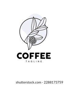 Coffee Logo, Coffee Tree Design, Cafe Drink Vector, Icon Brand Illustration Symbol