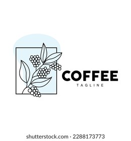 Coffee Logo, Coffee Tree Design, Cafe Drink Vector, Icon Brand Illustration Symbol