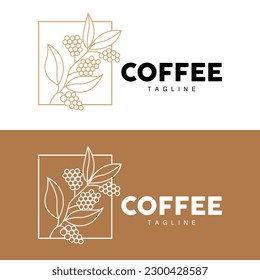 Coffee Logo, Coffee Tree Design, Cafe Drink Vector, Icon Brand Illustration Symbol