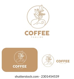 Coffee Logo, Coffee Tree Design, Cafe Drink Vector, Icon Brand Illustration Symbol