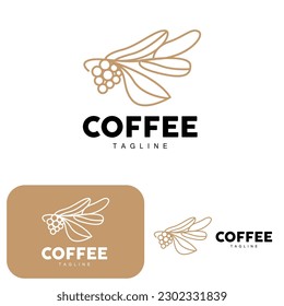 Coffee Logo, Coffee Tree Design, Cafe Drink Vector, Icon Brand Illustration Symbol