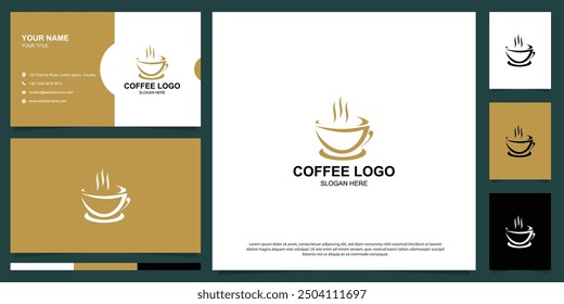 coffee logo vector with business card set