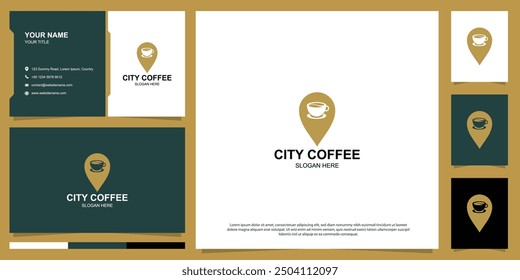 coffee logo vector with business set