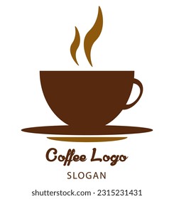 Logo del café. Café vectorial con texto - Logotipo y eslogan del café. La copa vectorial también puede utilizarse para el diseño de iconos, emblemas de placa, etiquetas o afiches