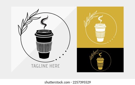 Ilustración de diseño vectorial del logotipo del café, emblema de identidad de marca