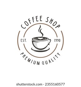 Coffee logo vector design template, retro vintage coffee shop logo