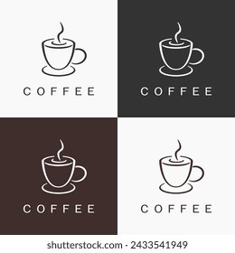 Coffee logo vector. Elegant logo design related to caffeine drinks, hot coffee in a cup.