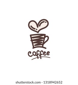 Coffee logo vector in hand drawn style