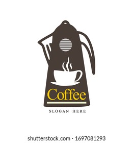 Coffee logo, vector coffee handdraw, coffee cup and pot with white background