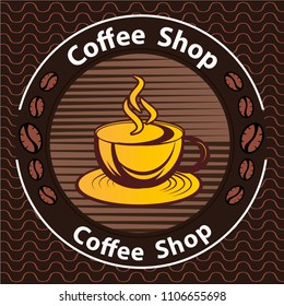 Coffee logo - vector illustration, emblem set design on black background.