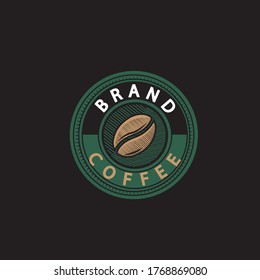 Logo del café - ilustración vectorial, emblema sobre fondo negro.