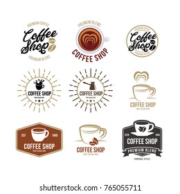 Coffee logo - vector illustration, emblem set design on white background