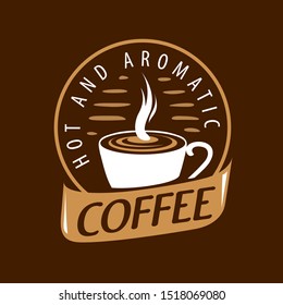 Coffee logo. Vector illustration on brown background