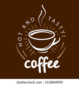 Coffee logo. Vector illustration on brown background