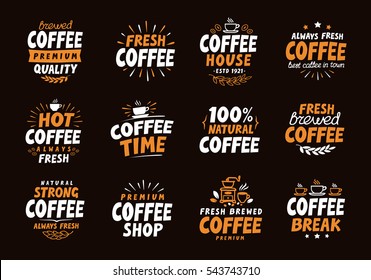 Coffee logo. Vector labels and icons. Collection elements for menu design restaurant or cafe