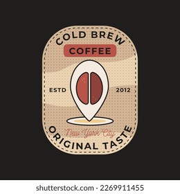 Coffee Logo vector template. Coffee Badge design for cafe, restaurant, coffee house. Stock emblem graphics isolated on dark background