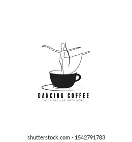 coffee logo vintage vector with cup and dancer design