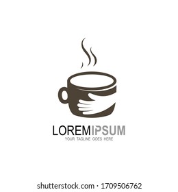 coffee logo vintage. vector illustration. Hand and coffee logo