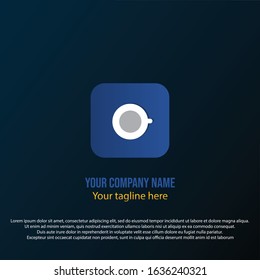 Coffee logo. white color, and gradient blue