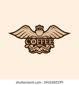 Kaffee-Logo mit Flügel-Design