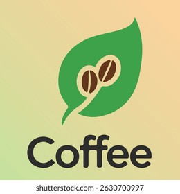 Logo de café, logotipo de hoja, Vector de ilustración de logotipo de café y hoja 