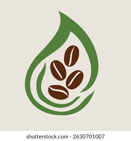 Logo de café, logotipo de hoja, Vector de ilustración de logotipo de café y hoja 