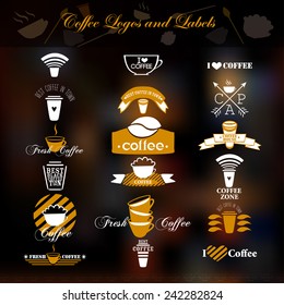 Coffee logos and labels. Vector.  