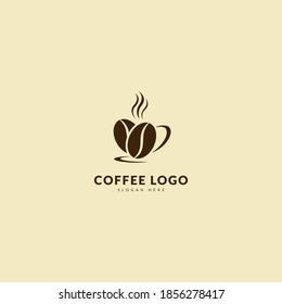 Logotipo de café. Concepto minimalista de logotipo de café, adecuado para cafés, restaurantes, envasado y café. Logo del vector de ilustración.