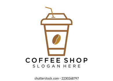 Logotipo de café. Concepto minimalista de logotipo de café, adecuado para cafés, restaurantes, envasado y café. Logo del vector de ilustración.