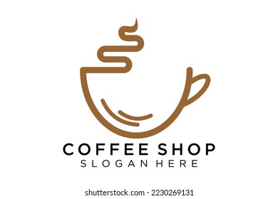 Coffee logotype. Minimalist coffee logo concept, fit for caffe, restaurant, packaging and coffee business. Illustration vector logo.