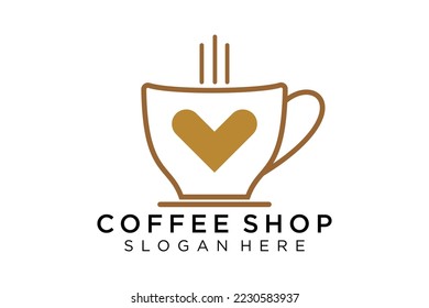 Logotipo de café. Concepto minimalista de logotipo de café, adecuado para cafés, restaurantes, envasado y café. Logo del vector de ilustración.