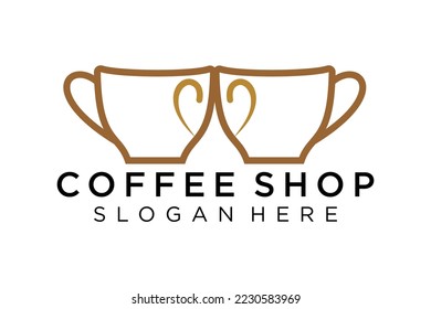 Logotipo de café. Concepto minimalista de logotipo de café, adecuado para cafés, restaurantes, envasado y café. Logo del vector de ilustración.
