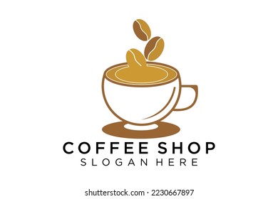 Logotipo de café. Concepto minimalista de logotipo de café, adecuado para cafés, restaurantes, envasado y café. Logo del vector de ilustración.