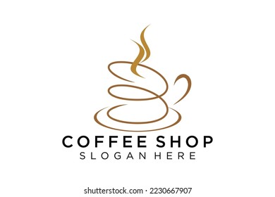 Coffee logotype. Minimalist coffee logo concept, fit for caffe, restaurant, packaging and coffee business. Illustration vector logo.