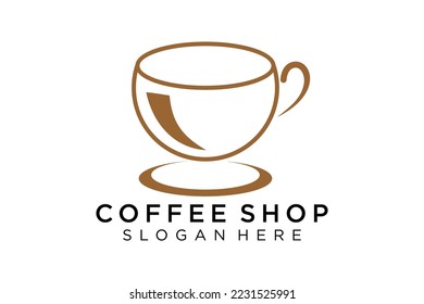 Logotipo de café. Concepto minimalista de logotipo de café, adecuado para cafés, restaurantes, envasado y café. Logo del vector de ilustración.