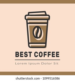 Coffee logotype template for web and print design with trend stamp effect