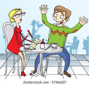in coffee lounge illustration