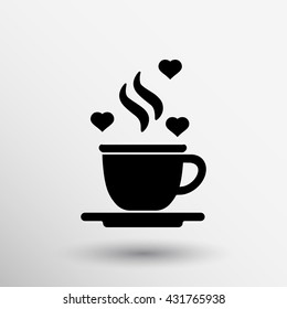 coffee love heart cup icon tea.