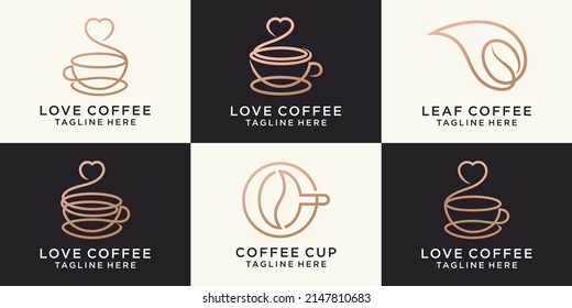 Coffee love icon set logo design Vector logo template.