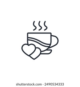 Icono de amor de café. Vector.Trazo editable.signo de estilo lineal para el uso Diseño web,logo.Ilustración de símbolo.