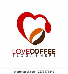 Diseño del logo de la ilustración de amor del café. Se puede usar para la identidad de cafés, cafés, comunidades de amantes del café.