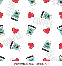 Coffee Love Light Vector Seamless Pattern